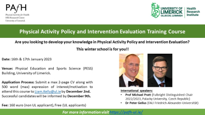 Training course on PA policy and intervention evalulation